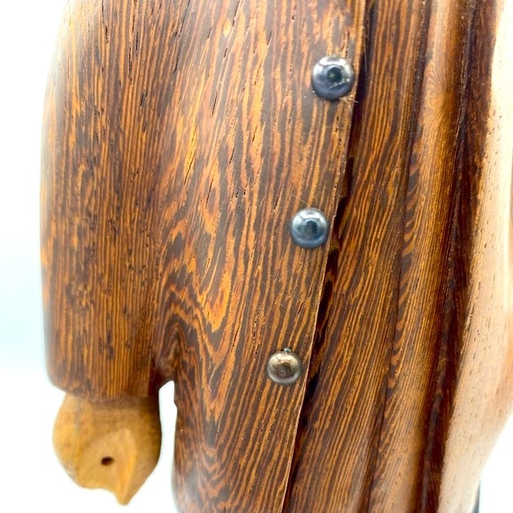 Vintage Rare Romer Italy Hand Craved Wood Figurine Of A Oil Man With Oil Rig - Picture 7 of 13